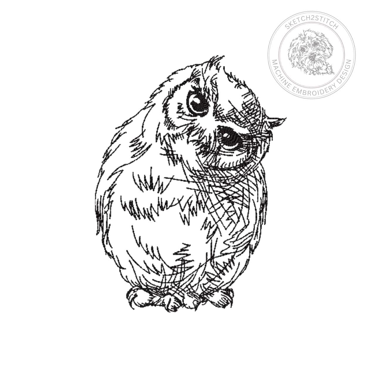 Redwork Owl Machine Embroidery Design: Sketch Pattern (4x4 to 9x12) (Instant Download)