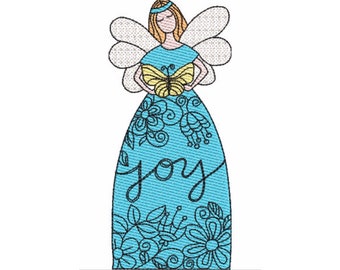 Guardian Angel Sketch Machine Embroidery Design - Instant Download - 5 Sizes