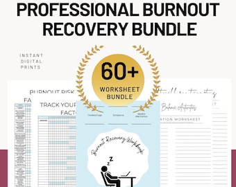 Burnout Processing, Employment, Relationship,  Emotional Burnout & Depression Psychotherapy Worksheets, 60 Pages Mental Health Journal - PDF