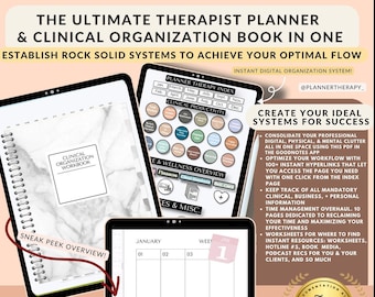 2024 Therapist PLANNER, therapy planner counseling social work, Therapist planning, clinical work, therapy documentation, digital hyperlinks