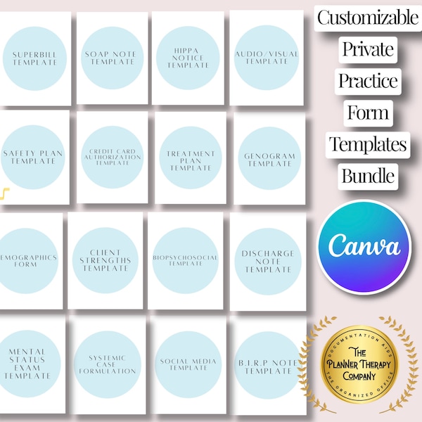 Therapie-Praxis-Formulare: Canva Template Bundle (PDF Printables)