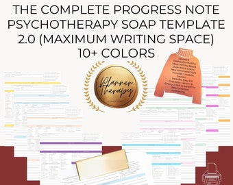 SOAP note template progress note with psychotherapy sheet for therapist, Multiple templates included!
