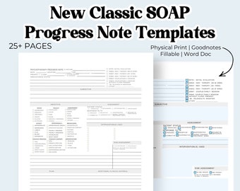 Progress Notes for Therapists, Printable & Fillable Template, Client Progress Note Template , Counseling, Social SOAP note template with MSE