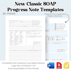 Progress Notes for Therapists, Printable & Fillable Template, Client Progress Note Template , Counseling, Social SOAP note template with MSE
