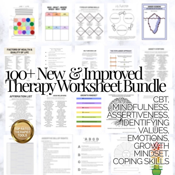 Psychotherapy PDF Worksheets, 100 pages, PDF