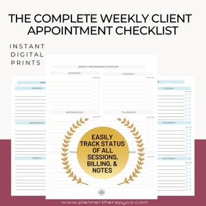 Therapist weekly appointment tracker, PLANNER PRINTABLES,