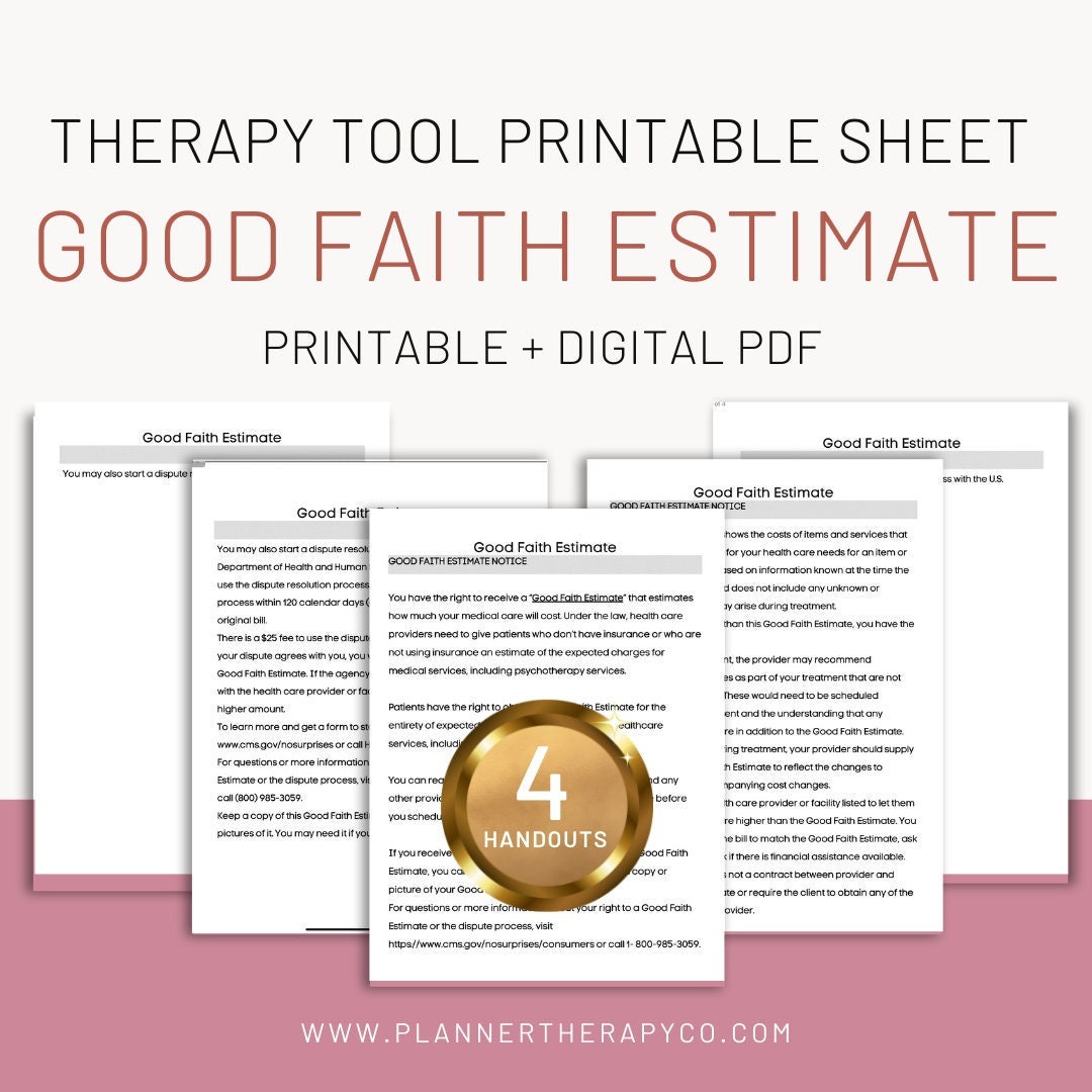 Good Faith Estimate Good Faith Estimate Disclaimer Psychotherapy Good Faith Estimate Good Faith Estimate Disclaimer Psychotherapy