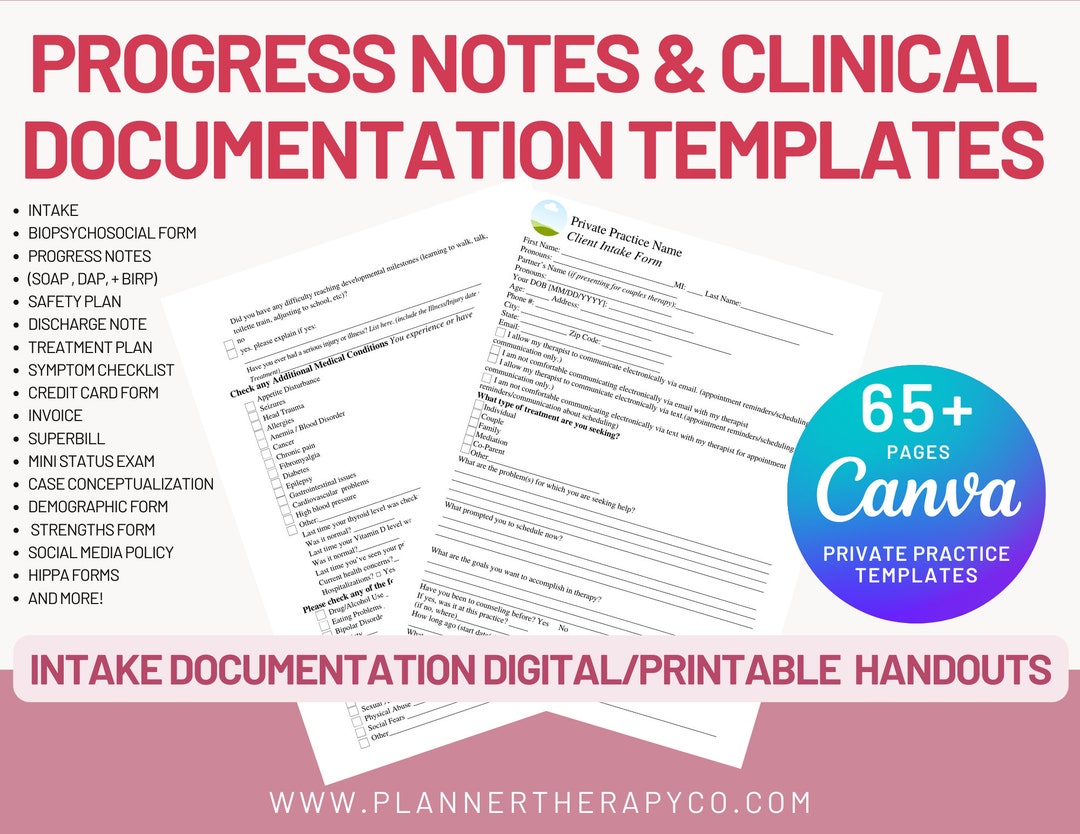 Therapist Forms: Private Practice Templates Bundle (canva & PDF) - Etsy