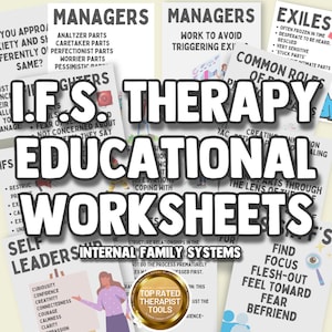 Internal family systems therapy prints bundle, IFS, Parts therapy, parts, black and white, Psychotherapy PDF Worksheets, 69 pages, PDF