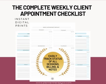 Therapist weekly appointment tracker, PLANNER PRINTABLES,