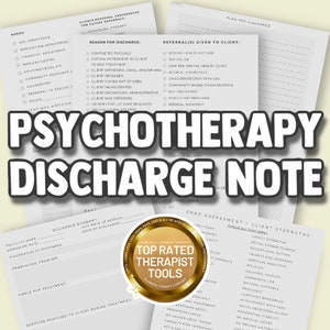 Könnte beinhalten: Eine schwarz-weiße Grafik mit dem Text "Psychotherapie Entlassungshinweis" in großen, fetten Buchstaben. Die Grafik ist von einem weißen Rand umgeben und hat einen blau-weißen Hintergrund. Die Grafik enthält auch eine Checkliste mit Gründen für die Entlassung, Empfehlungen, die dem Klienten gegeben wurden, und eine Schnelleinschätzung der Stärken des Klienten.