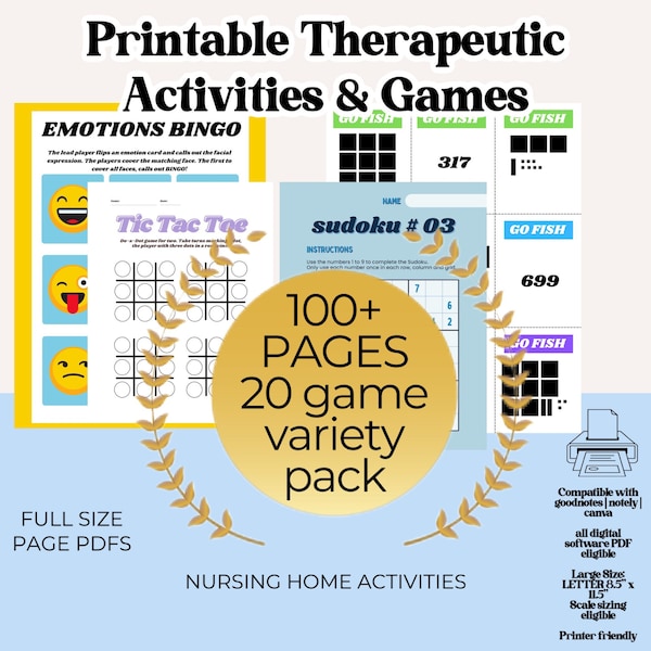 Psychische Gesundheit Arbeitsblätter, Printable Spiele, 96 Aktivitätsblätter, Spiele, Therapie, therapeutisches Spiel