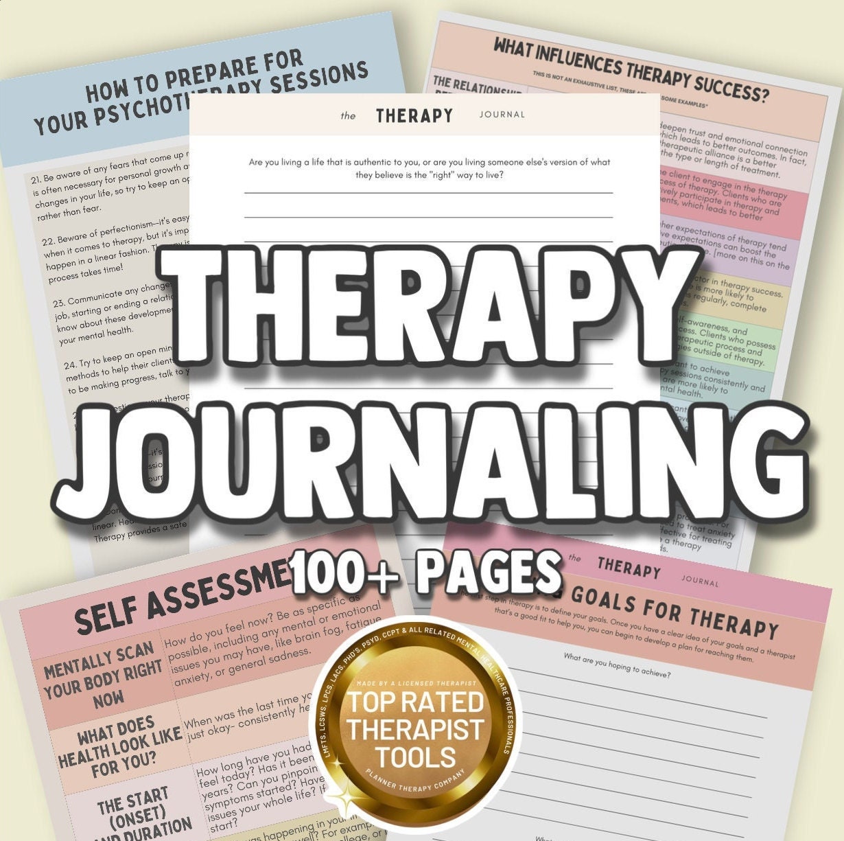 Therapy Journal & Workbook: CBT, DBT, Mindfulness (PDF Worksheets)