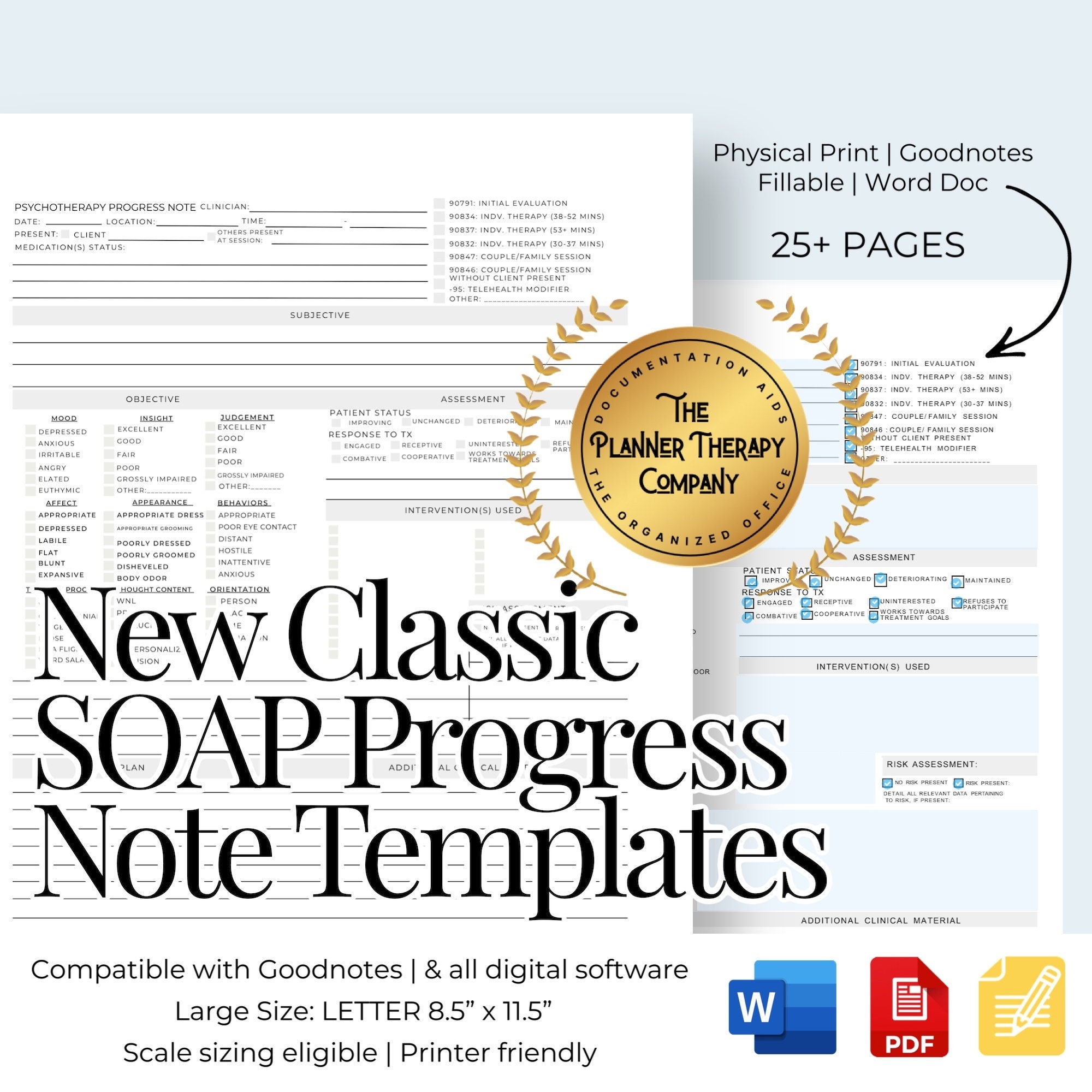 Progress Notes for Therapists, Printable & Fillable Template, Client ...
