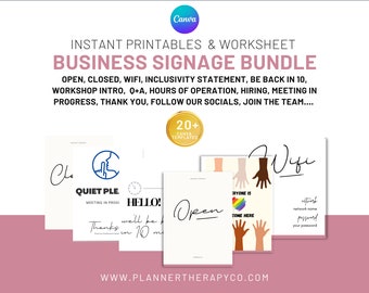 Business signage wall digital print | | therapy office | therapydecor | mindfulness mindful pdf quiet in session | 20+ ready to print signs