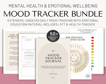 Mood Tracker Bundle: 30-Day Undated Feelings Log (PDF Worksheets)