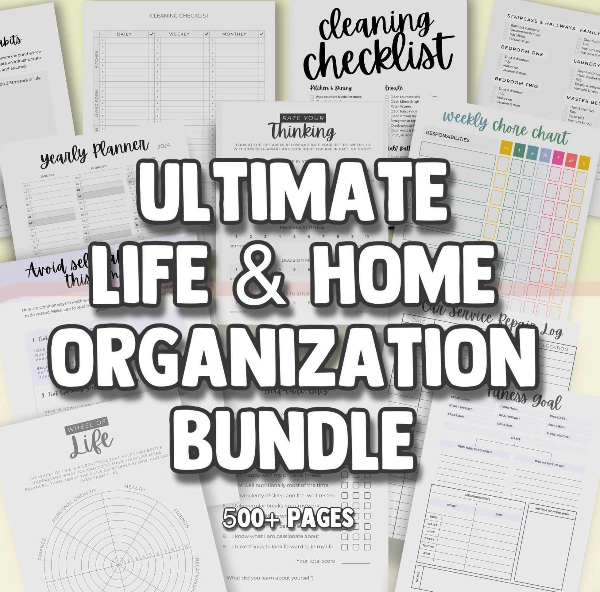 Complete Life Binder | Printable Mom Planner | Home Management PDF | Planner Inserts | Organization Printables | Family, Fitness, Finances
