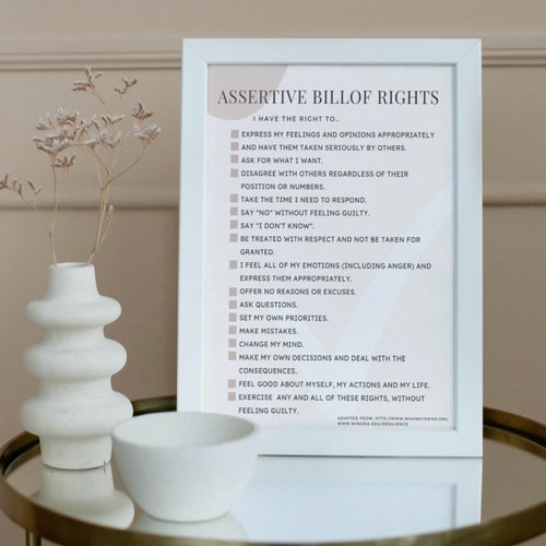 Assertive bill of rights | therapist sign, therapy office, coaching, yoga studio,  therapy therapist PNG file multiple sizes| therapist PDFs