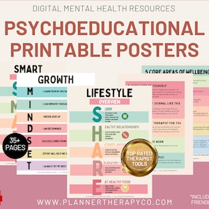 Psychoeducation printable posters, mental health aesthetic, aesthetic print, self regulation, CBT, DBT, mindfulness, pdf Worksheets, PDF