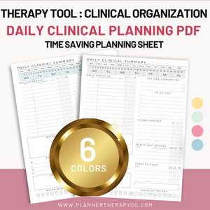 Daily Clinical Planning Therapist, Social Worker, Counselor; Clinical To-Do List Planner Page