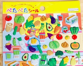Kawaii Puffy Food Stickers, Healthy Fruits & Veggies stickers, diet stickers, health food stickers, scrapbook stickers, planner stickers