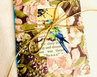 Papagei Collage Journal, Papagei Journal Geschenk, Papagei Notizbuch, süßes Vogel Journal, kleines Upcycled Journal, Sommer Reisetagebuch, Journal