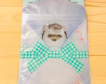 Hedgehog Gift Bags, Kawaii Plastic Treat Bags with Bow (Set of 5)