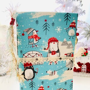 Handmade Penguin Winter Junk Journal, holiday junk journal, secret santa gift, winter journal, Christmas journal, Christmas Scrapbook Album