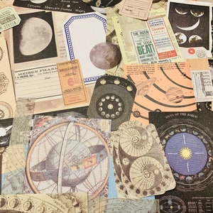 20 pcs Astronomy ephemera, map ephemera, celestial ephemera, lunar ephemera, lunar junk journal kit, scrapbook supplies, junk journal supply