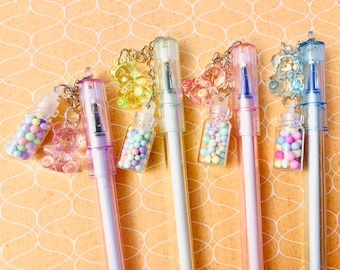 One gummy bear pen, Kawaii bear pen, cute baby bear with bottle pen, pastel gummy bear pen, one sweet bear pen, office pen, pen gifts, pens