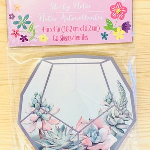 Terrarium notepad, terrarium memo pad, succulent sticky note, cactus sticky notes, desert flower sticky notes, flower jar sticky notes