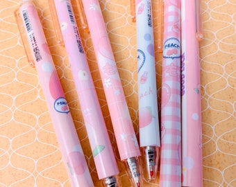Peach pens set of 2, lucky dip of 2 Kawaii pens, peach theme pens, peach milk pens, cute novelty pens, Kawaii pens, pen set, journal pens