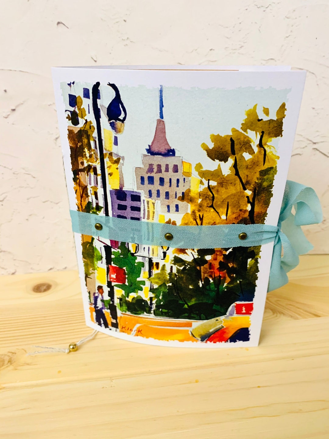 City Greeting Card Journal, Junk Journal Made From Greeting Card