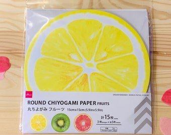 Lemon scrapbook paper, chiyogami papers, lemon papers, kiwi papers, origami papers, journaling papers, fruit stationery, art paper pack