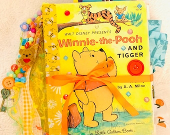 Vintage 1982 Winnie Golden Book Junk Journal, Upcycled Junk Journal, Vintage Storybuch Scrapbook, OOAK Journal, künstlerisches schrulliges Journal