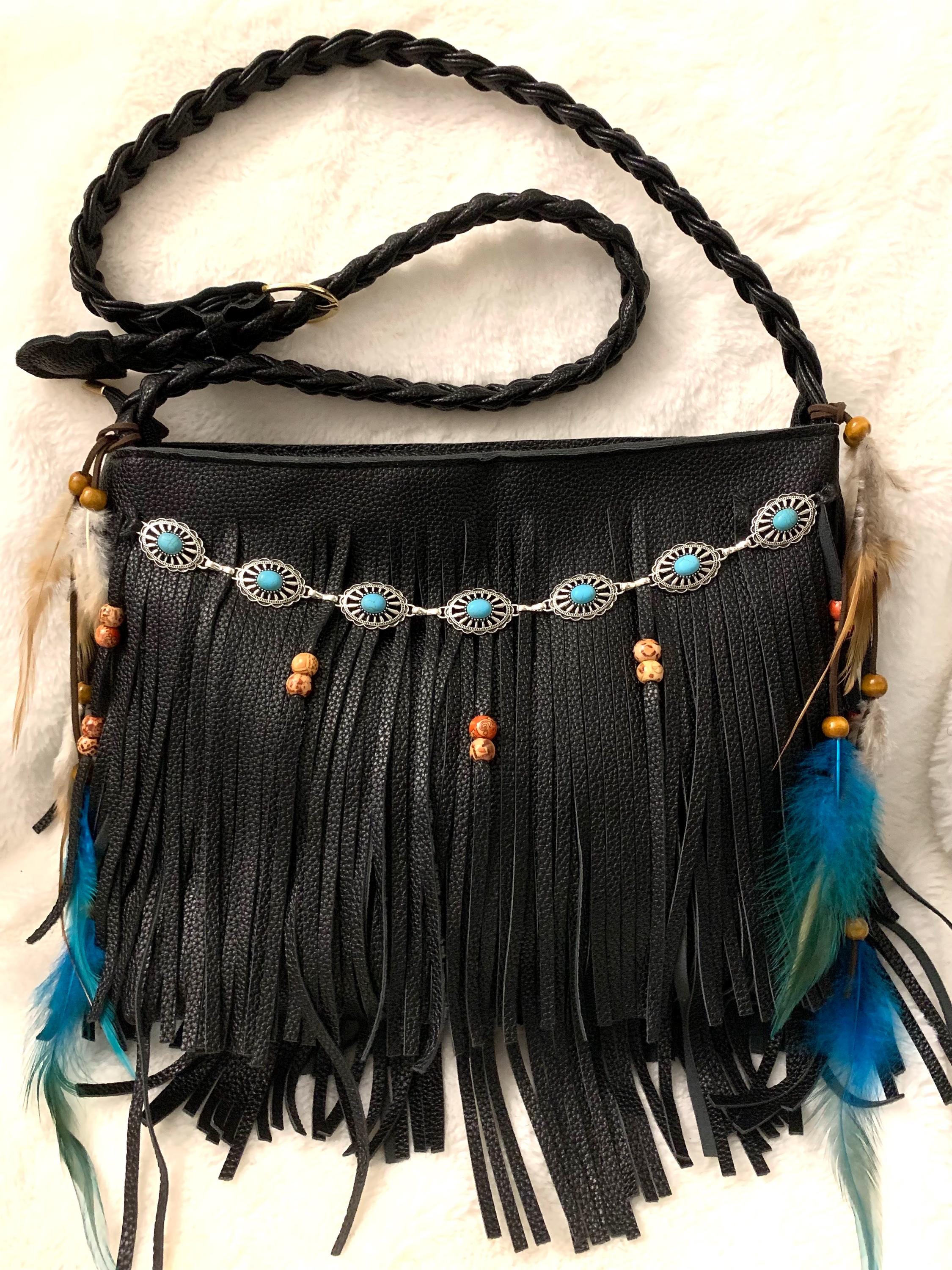 Vegan Boho Style Crossbody Bag with Tassels