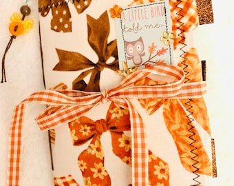 Fall bows junk journal, autumn ribbon journal, September daily, October daily, November daily, Thanksgiving journal gift, handmade journal