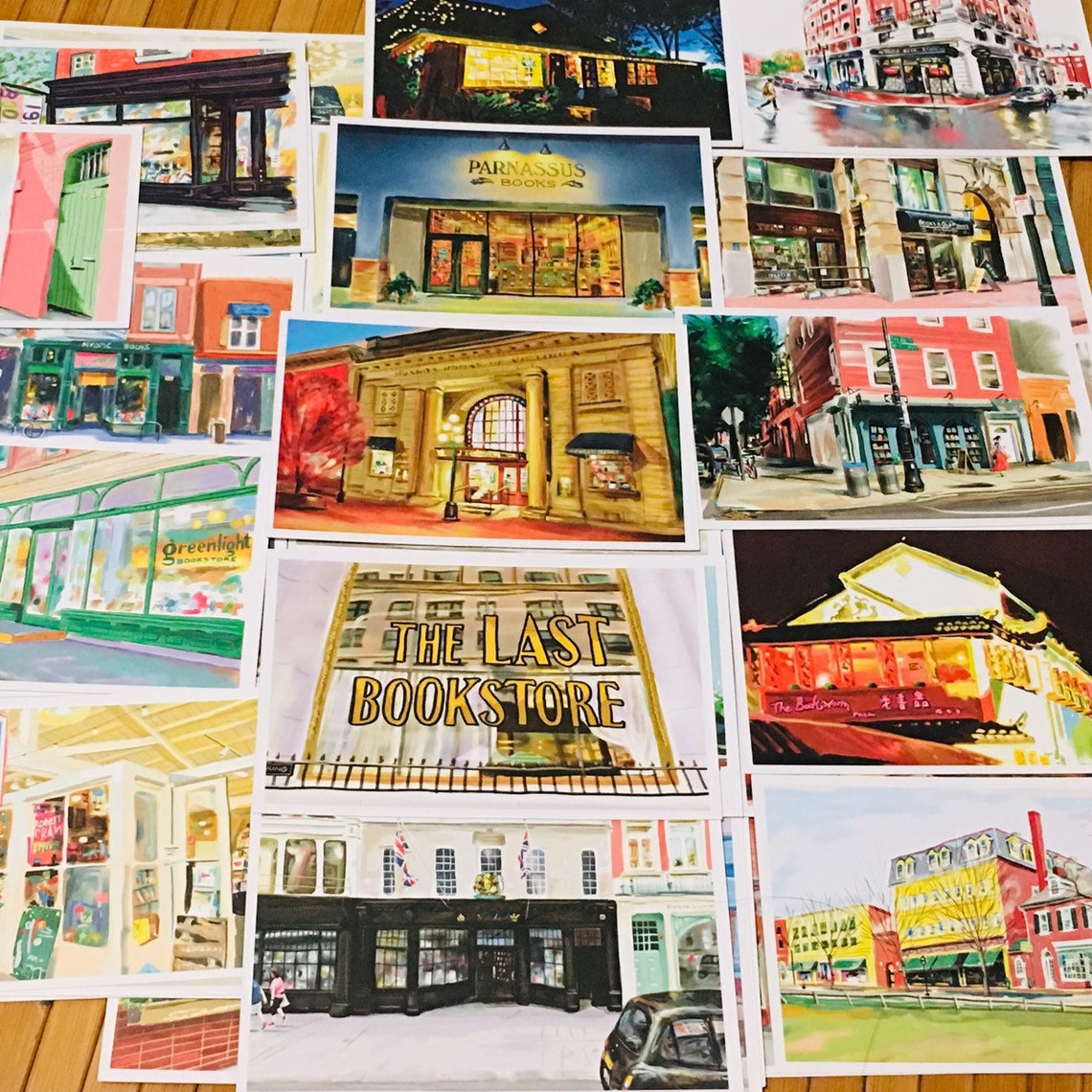 Set of 4 Bookish Postcards Postcards of Bookstores Famous Etsy