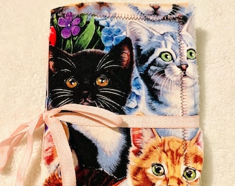 Katzen Junk Journal, süßes Kätzchen Junk Journal mit handgemachtem teegefärbtem Papier, scrapbook, Klebebuch für Katzen, Geschenke für Katzenmama, Weihnachtsgeschenke, Katzenbuch