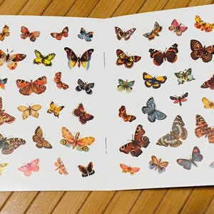 Vintage style mini butterfly stickers, antique style butterfly stickers, insect stickers, junk journal supplies, scrapbook stickers