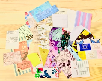 20 Piece Junk Journal Scrap Pack, Upcycled Paper Pieces for Collage, Collage Kit of random paper bits, paper perfect for junk journals