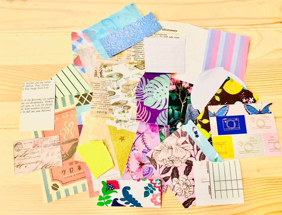 20 Piece Junk Journal Scrap Pack, Upcycled Paper Pieces for Collage, Collage Kit of random paper bits, paper perfect for junk journals