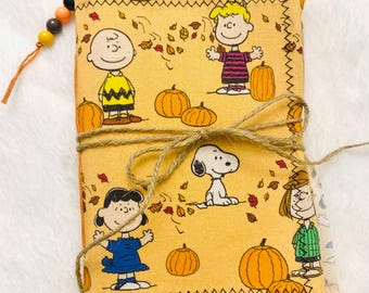 Journal d'ordure d'automne chien doux, journal d'ordure d'automne, journal d'ordure de snoopi, journal de tissu kawaii, journal de citrouille, journal de pièce rapportée de citrouille