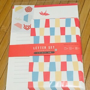 Ichimatsu letter set, color pop letter set, paper crane letter set, japan aesthetic letter set, japanese letter set, japanese stationery,