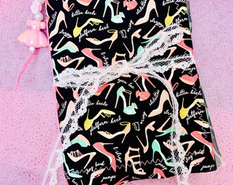 Kawaii girly doll  junk journal, girly shoes journal, platform heels junk journal, upcycled and handmade journal OOAK, writer gift