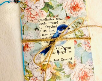 Vogel Collage Journal, kleines Journal, Junk Journal, Haushalt Journal, kleines Journal, Upcycled Journal, Sommer Vogel Journal Geschenk
