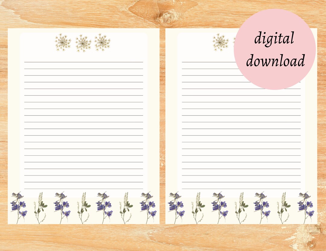 Dried Flowers Printable Letter Set, Printable Stationery, Pressed ...