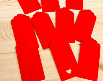 Red Heart Gift Tags, journaling tags, red holiday gift tags, Scrapbook & Junk Journal Supplies (Set of 10)