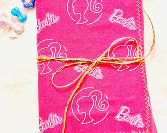Handmade Pink Dolly Junk Journal, Barb journal, pink girly journal, pink journal for girls, journal gift, Kawaii Fabric Journal
