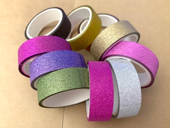 10 Colorful Glitter Tapes, 10 Rolls of Glitter Tape, Design Tape,  Journaling Tape, Glitter Masking Tape, Masking Tape Set, Colorful Tape 